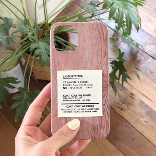 fabric label - pink beige wood